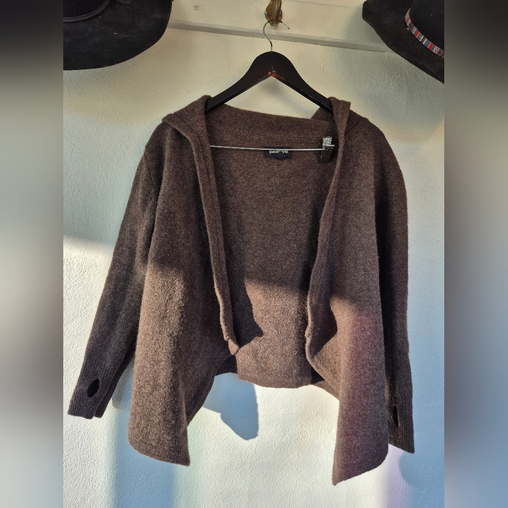 Alpaca / Wool Betabrand Brown Hooded Wrap Sweater - Picture 2 of 11
